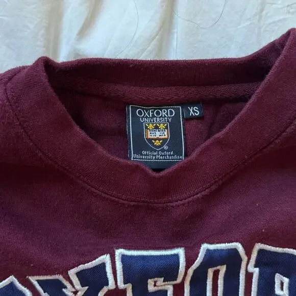 Official oxford university crewneck sweatshirt sz xs burgundy dark academia prep - Picture 4 of 8
